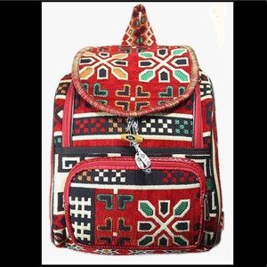 Vintage Boho Turkish Rug School Backpack Handmade